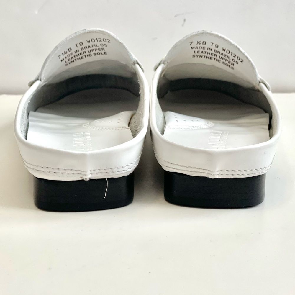 Lauren Ralph Lauren White Leather Mules with Silver Detail - Picture 5 of 13